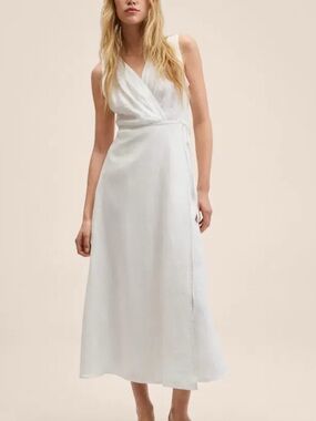 MANGO Linen Wrap Dress (Size 4/S)